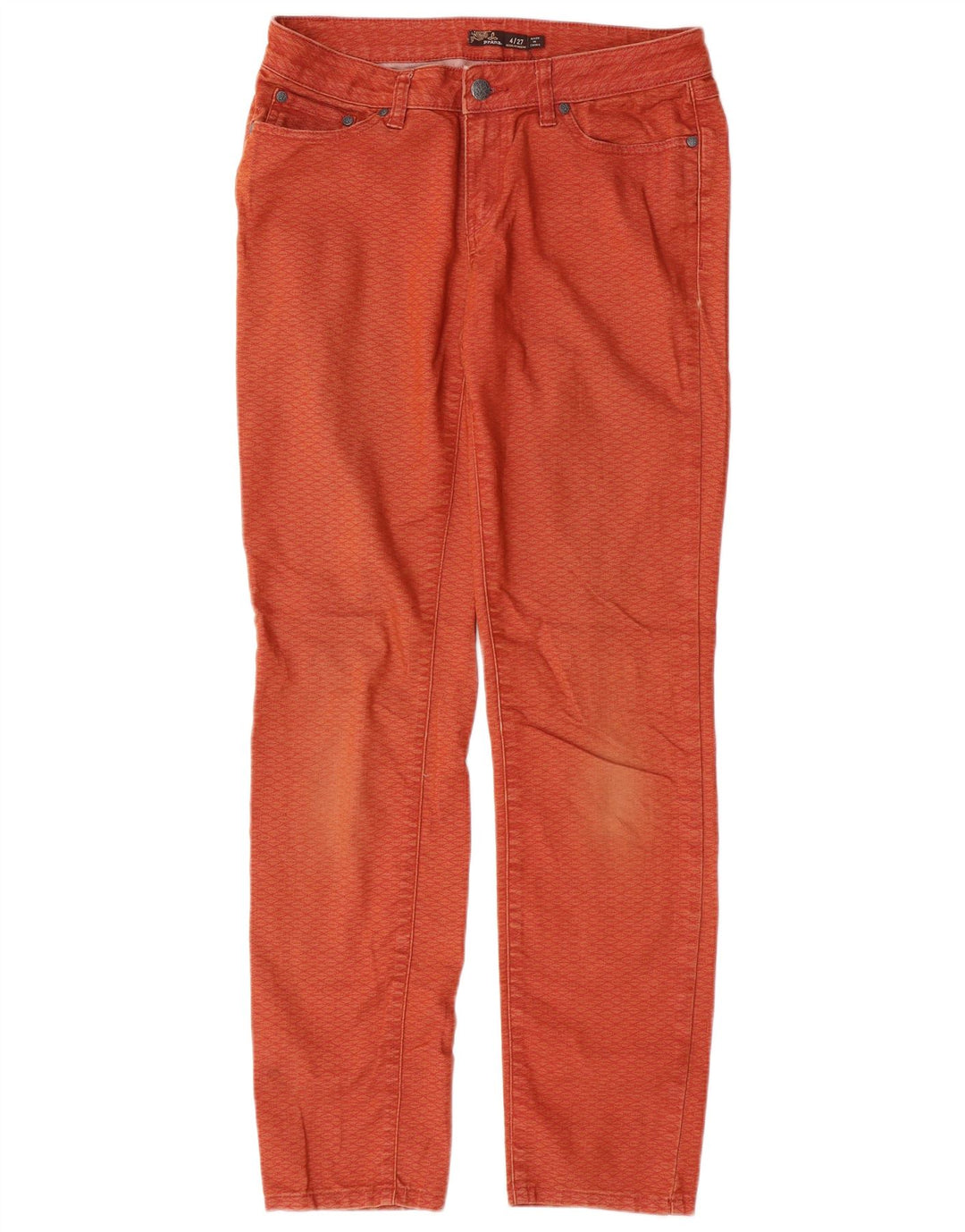 Prana Damen Straight Jeans US 4 Small W27 L31 Orange karierte Baumwolle