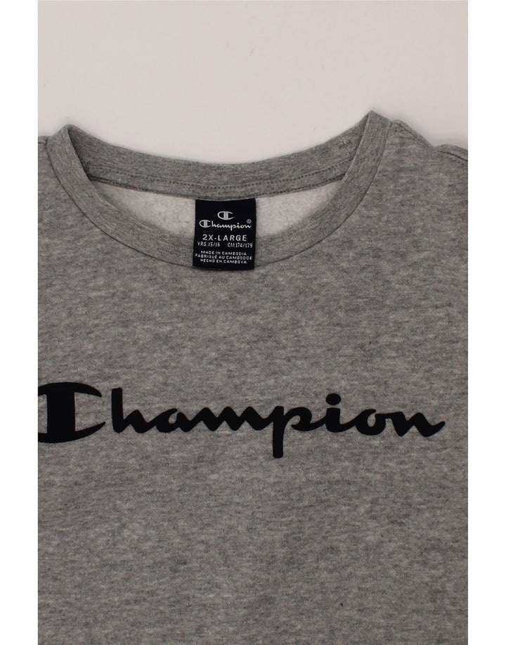 CHAMPION Boys Graphic Sweatshirt Jumper 15-16 Years 2XL Grey Vintage Champion and Second-Hand Champion from Messina Hembry 