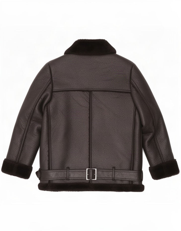 Zara Damen Sherpa Jacke UK 10 Small Schwarz Polyester