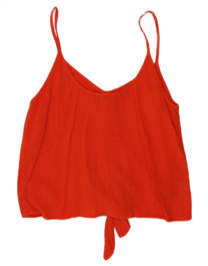 Topshop Damen Crop Front Tie Cami Top UK 8 Small Rote Viskose
