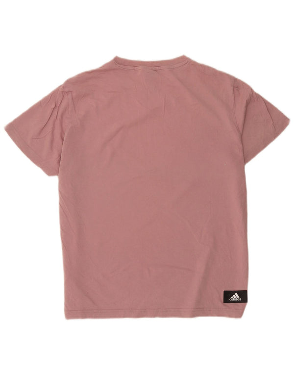 Adidas Damen Graphic T-Shirt Top UK 12/14 Mittelrosa Baumwolle