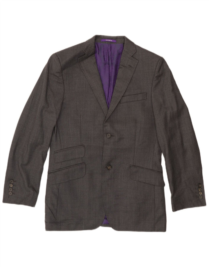 Ted Baker Herren-Blazer mit 2 Knöpfen, UK 36, kleine graue Wolle