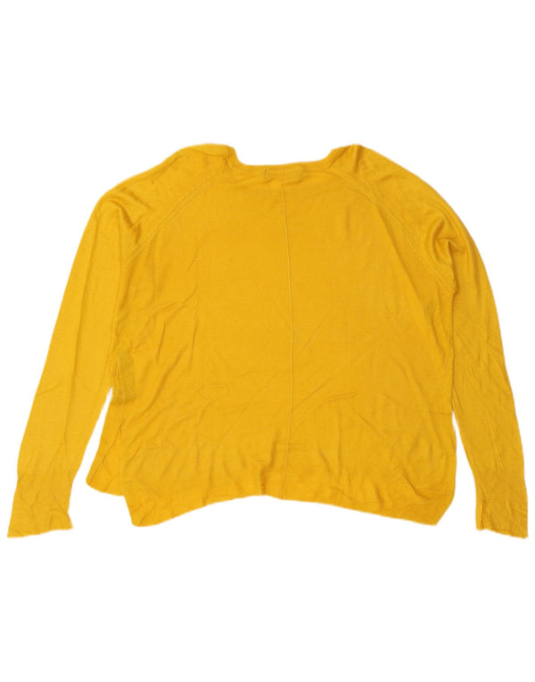 Zara Damen-Pullover mit U-Boot-Ausschnitt, UK 16, Größe L, gelbe Viskose