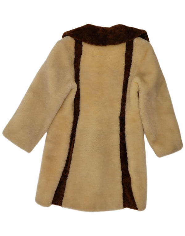 Kara Damen Kunstpelzmantel UK 10 Small Beige Farbblock