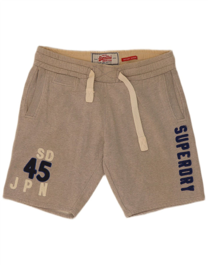 Superdry Herren-Sportshorts mit Grafik, mittelgrau gesprenkelte Baumwolle