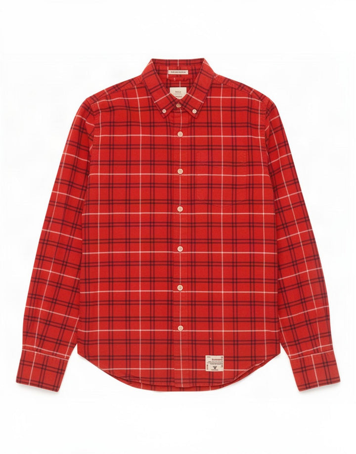 Superdry Herren-Flanellhemd, groß, rot kariert, Baumwolle
