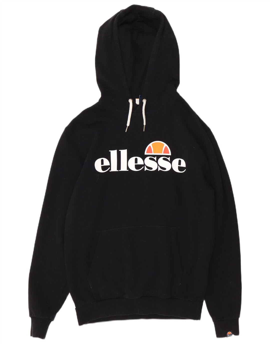 ELLESSE Womens Graphic Hoodie Pullover UK 14 Mittelschwarze Baumwolle