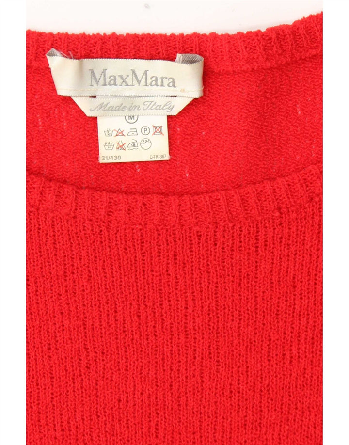 Max Mara Damen Langarm-Pulloverkleid UK 12 Mittelrot