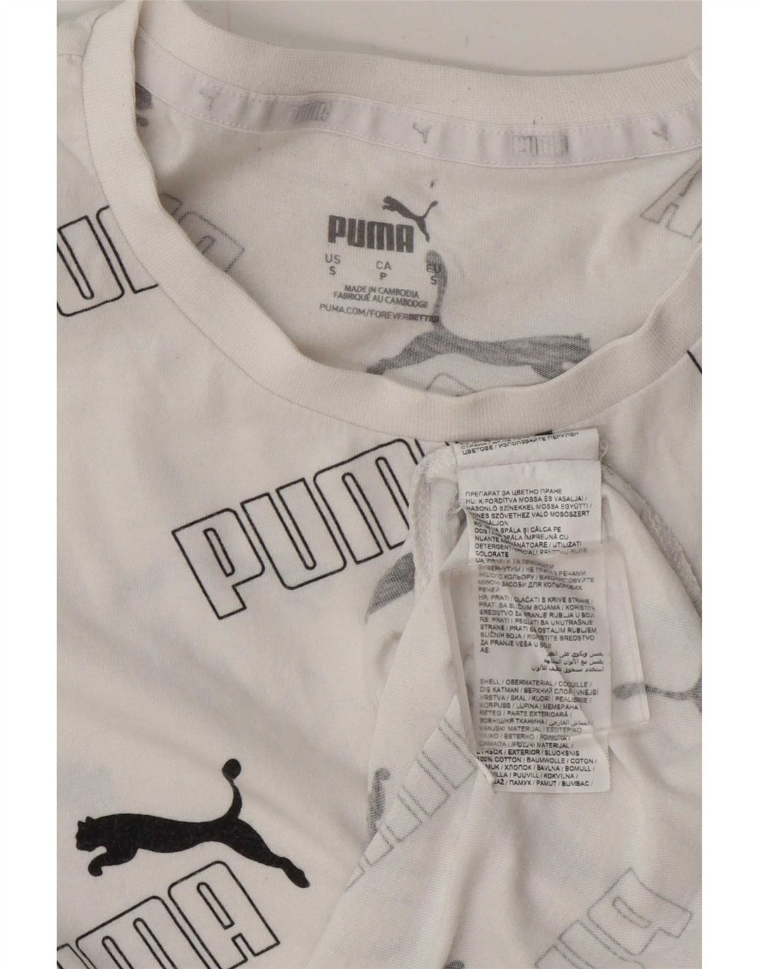 Puma Herren-T-Shirt mit Grafik, Größe S, weiße Baumwolle