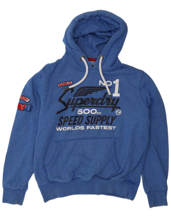 Superdry Herren Grafik-Hoodie-Pullover 2XL aus blauer Baumwolle