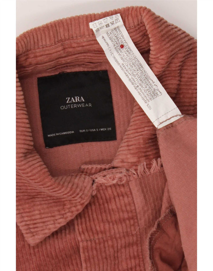 Zara Damen Übergroße Cordjacke UK 10 Small Rosa Baumwolle