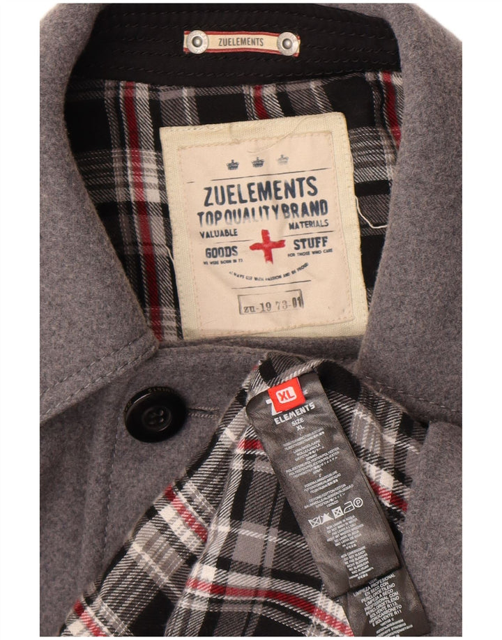Zu Elements Herren Pea Coat UK 42 XL Graue Wolle