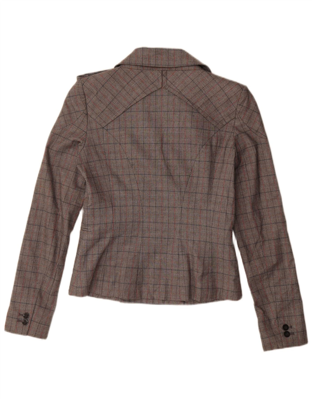 Vintage Damen Zweireihige Blazerjacke IT 44 Mittelgrau kariert