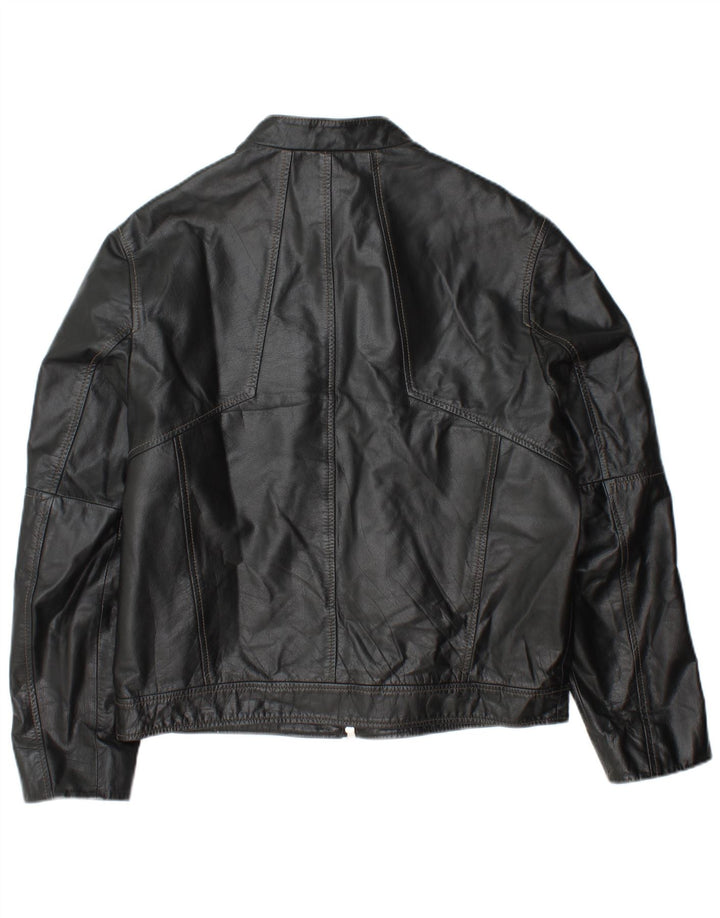 DAVID MAYER Herren Lederjacke UK 38 Mittelschwarzes Leder