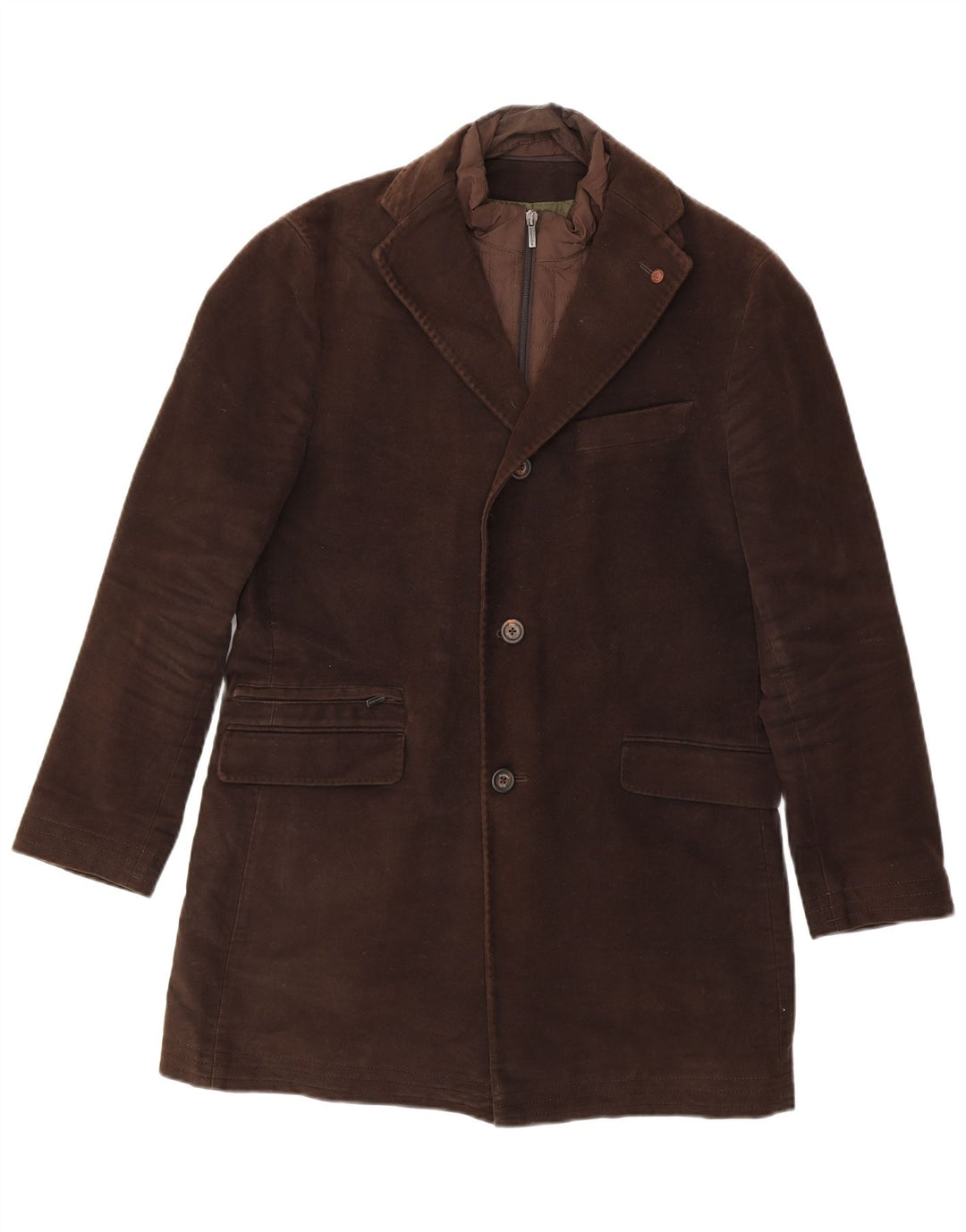 Massimo Dutti Herren-Blazer mit 3 Knöpfen, EU 48, mittelbraune Baumwolle