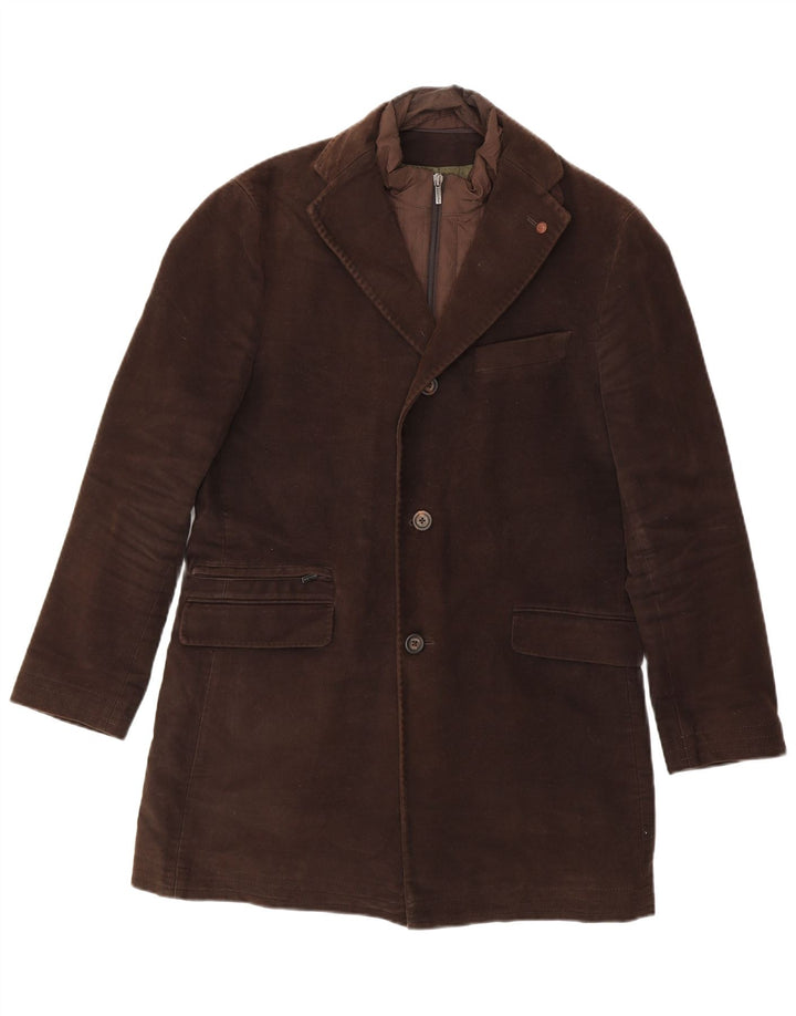 Massimo Dutti Herren-Blazer mit 3 Knöpfen, EU 48, mittelbraune Baumwolle