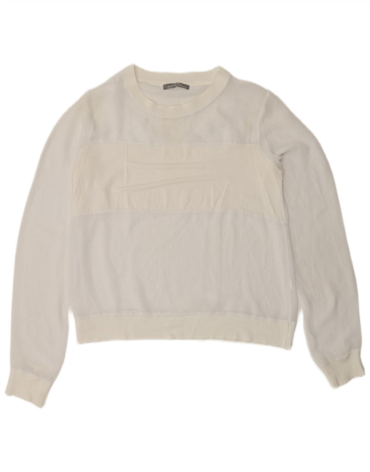 Zara Damen Sweatshirt Pullover UK 10 Small Weiß