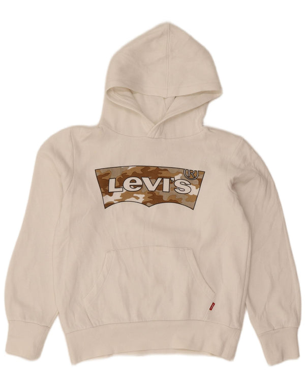Levi's Mädchen-Kapuzenpullover mit Grafik, 9–10 Jahre, weiße Baumwolle