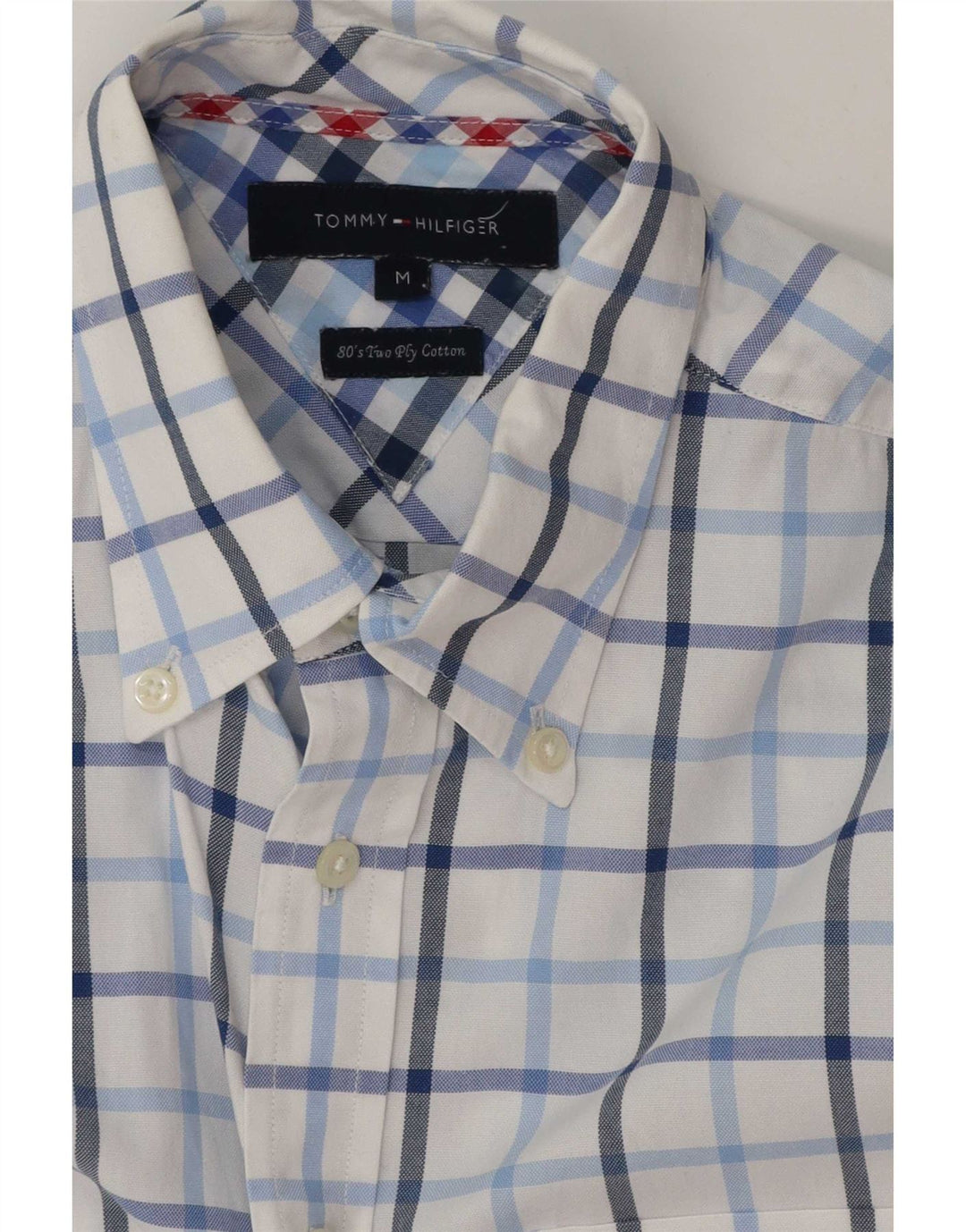 Tommy Hilfiger Herren-Kurzarmhemd, mittelweiß, kariert, Baumwolle