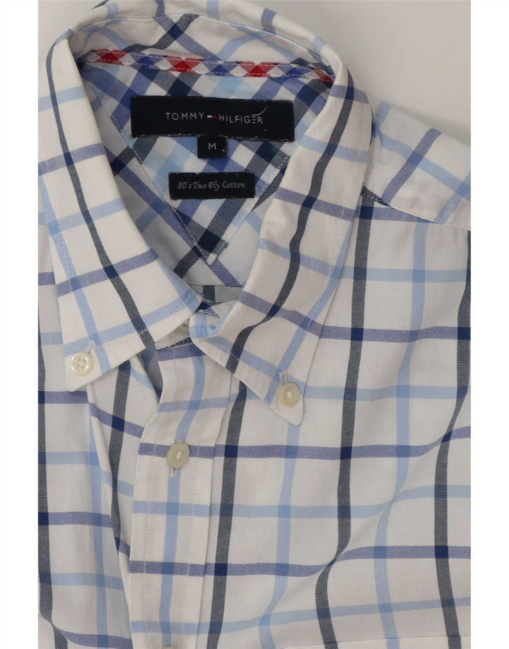 Tommy Hilfiger Herren-Kurzarmhemd, mittelweiß, kariert, Baumwolle