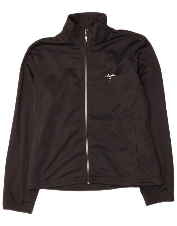 Lotto Damen Crop Trainingsanzug Top Jacke UK 14 Medium Schwarz Polyester