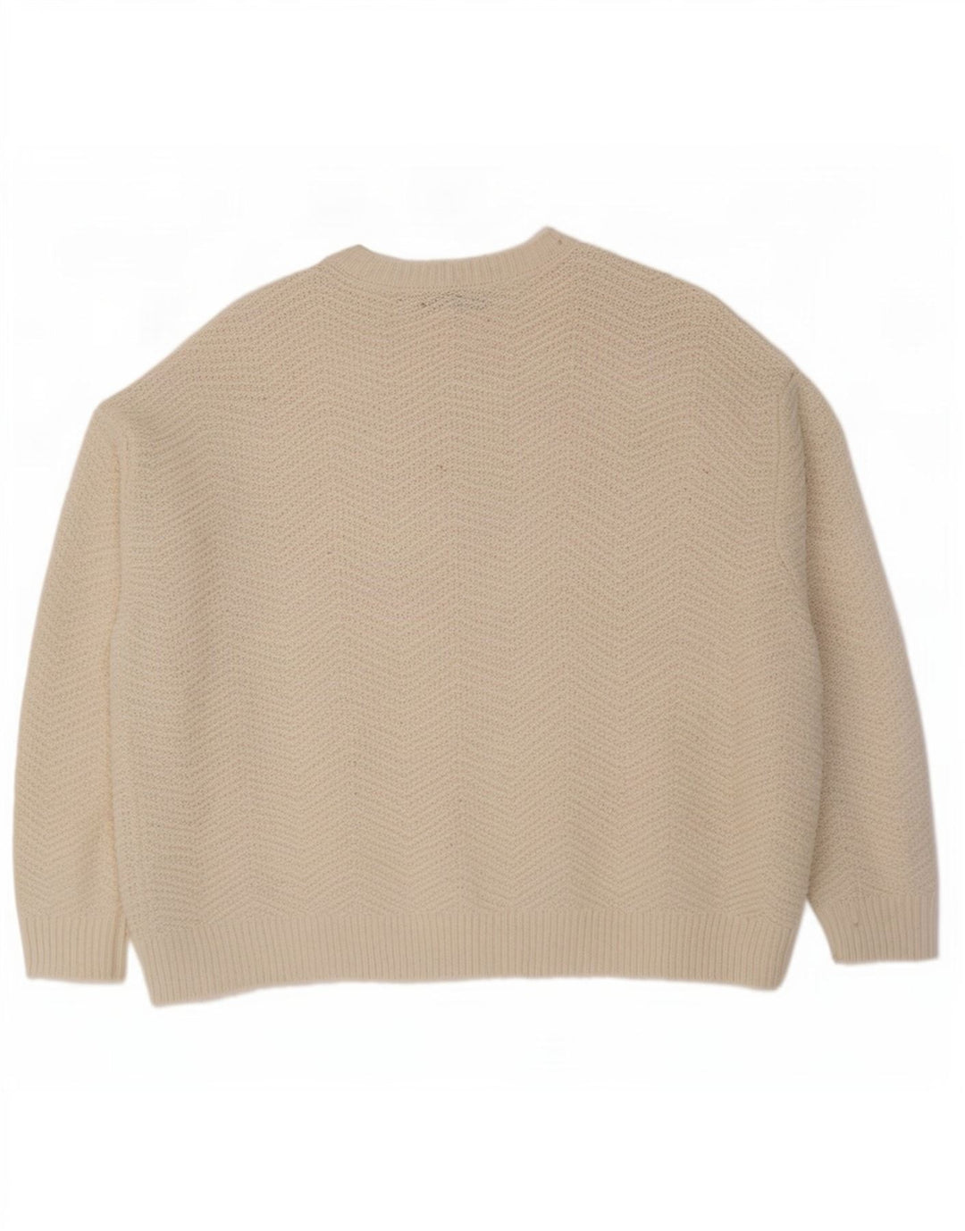 Marks & Spencer Damen-Pullover mit U-Boot-Ausschnitt, UK 16, Größe L, weiß, Chevron