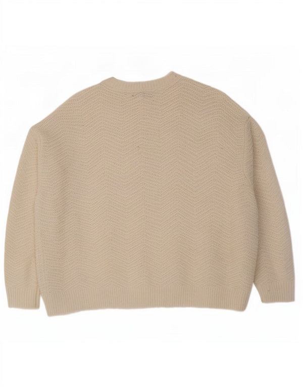 Marks & Spencer Damen-Pullover mit U-Boot-Ausschnitt, UK 16, Größe L, weiß, Chevron