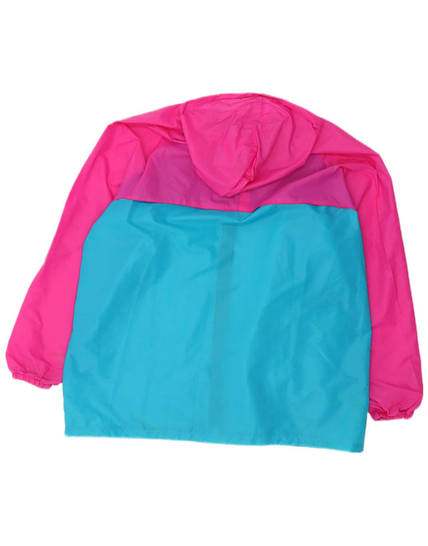 Vintage Herren-Regenjacke mit Kapuze, UK 44 2XL, blaues Colourblock-Polyamid
