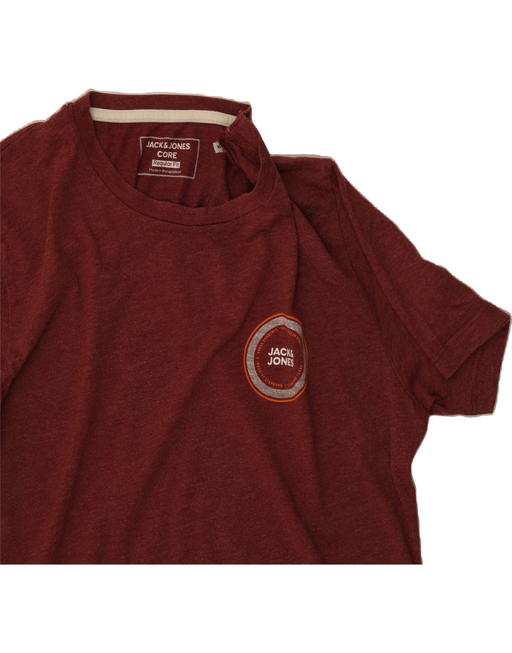 JACK & JONES Mens Regular Fit Graphic T-Shirt Top Small Maroon Cotton Vintage Jack & Jones and Second-Hand Jack & Jones from Messina Hembry 