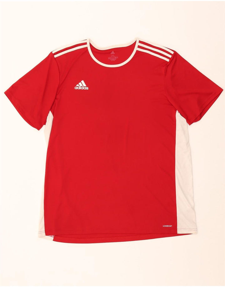 Adidas Herren Aeroready T-Shirt Top 2XL Rot Colourblock Polyester