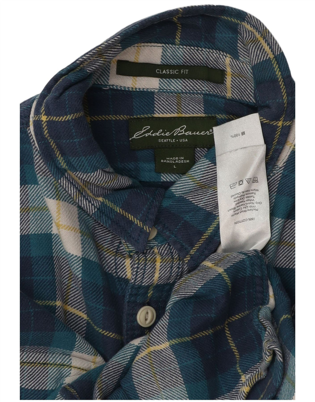 EDDIE BAUER Herren-Flanellhemd mit klassischer Passform, groß, blau, kariert, Baumwolle