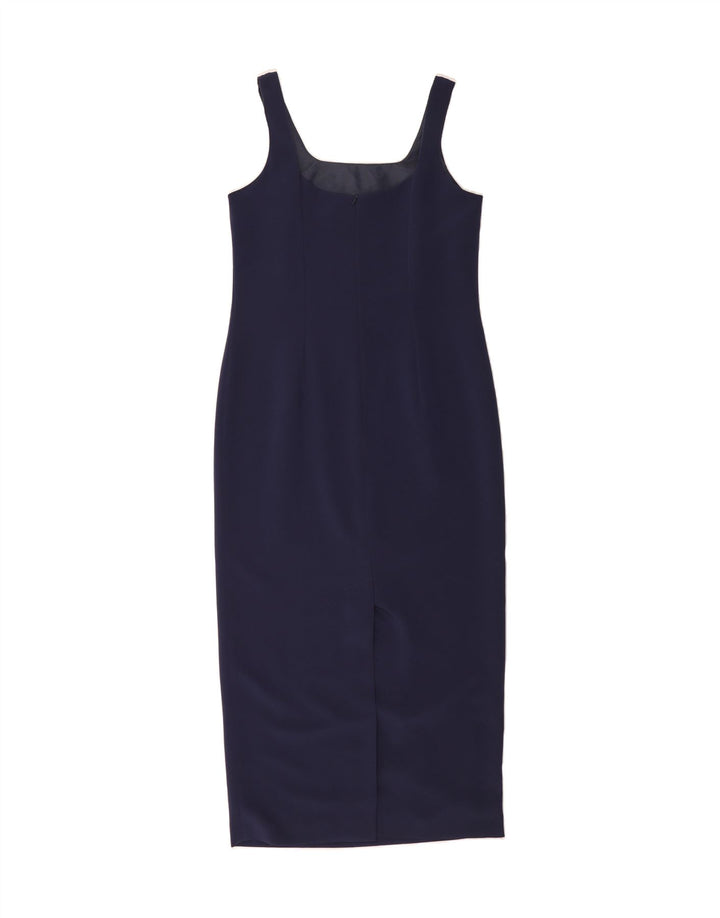 VINTAGE Womens Sleeveless Sheath Dress UK 14 Medium Navy Blue Vintage Vintage and Second-Hand Vintage from Messina Hembry 