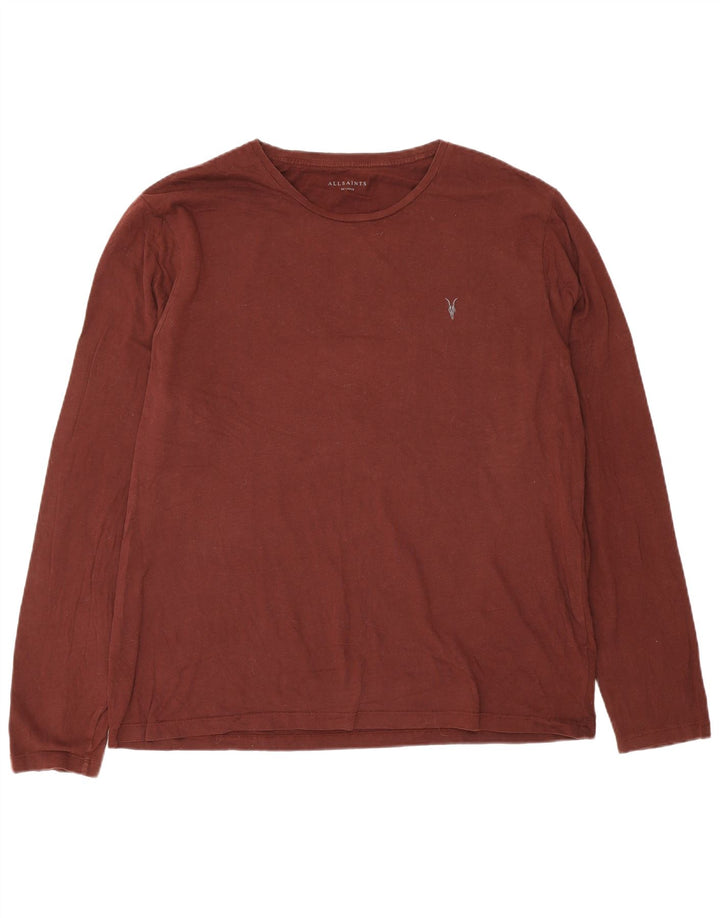 All Saints Herren-Top, langärmelig, 2XL, braune Baumwolle