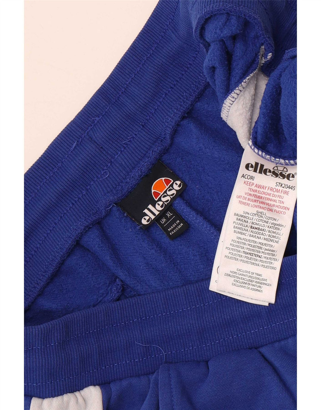 Ellesse Herren-Sportshorts XL, blaue Colourblock-Baumwolle