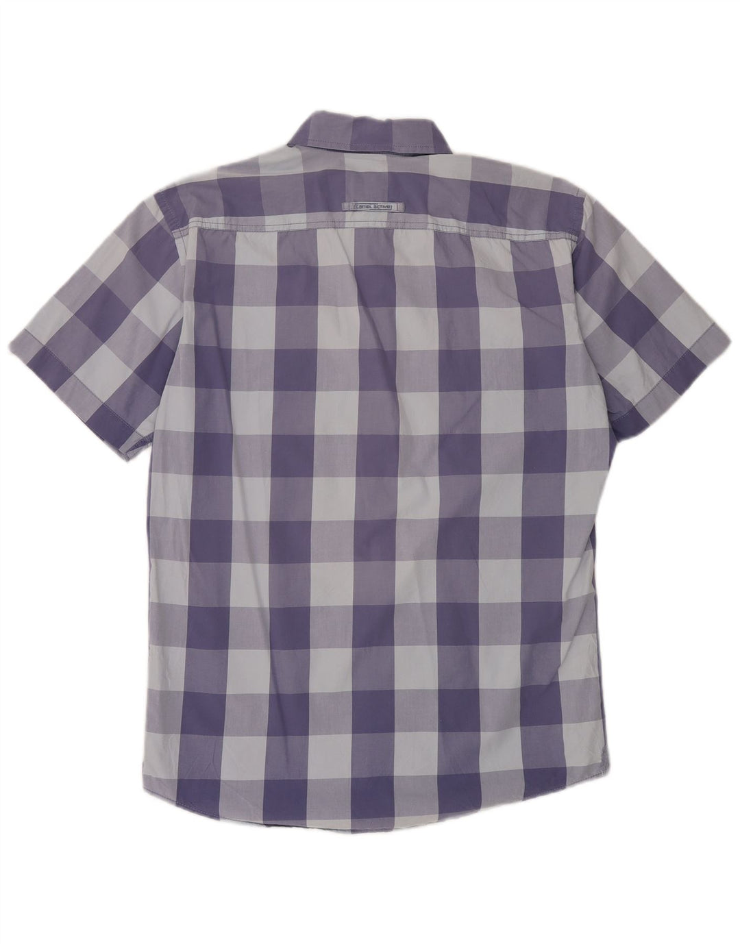 Camel Active Herren-Kurzarmhemd mit normaler Passform, mittelblaue Gingham-Baumwolle