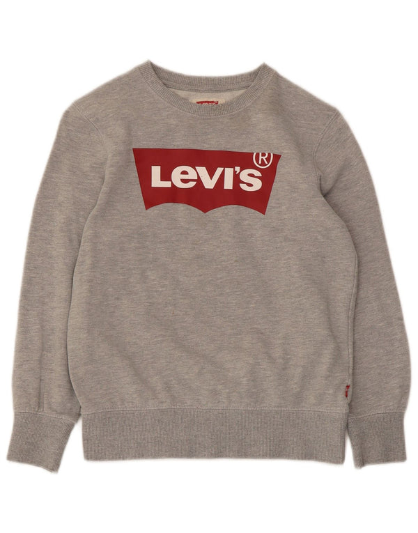 Levi's Jungen-Pullover mit grafischem Kapuzenpullover, 9–10 Jahre, graue Baumwolle