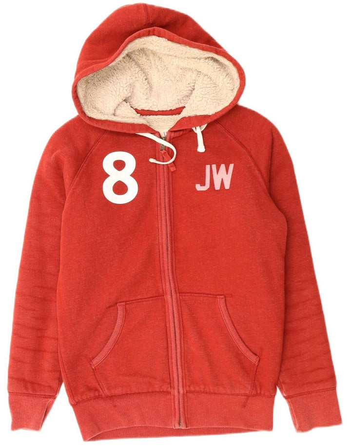 JACK WILLS Herren-Kapuzenpullover mit grafischem Reißverschluss, klein, rote Baumwolle