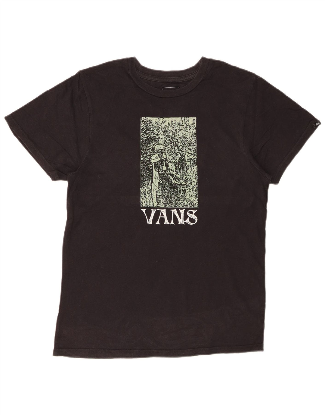 VANS Herren Custom Fit Grafik T-Shirt Top Small Schwarz Baumwolle