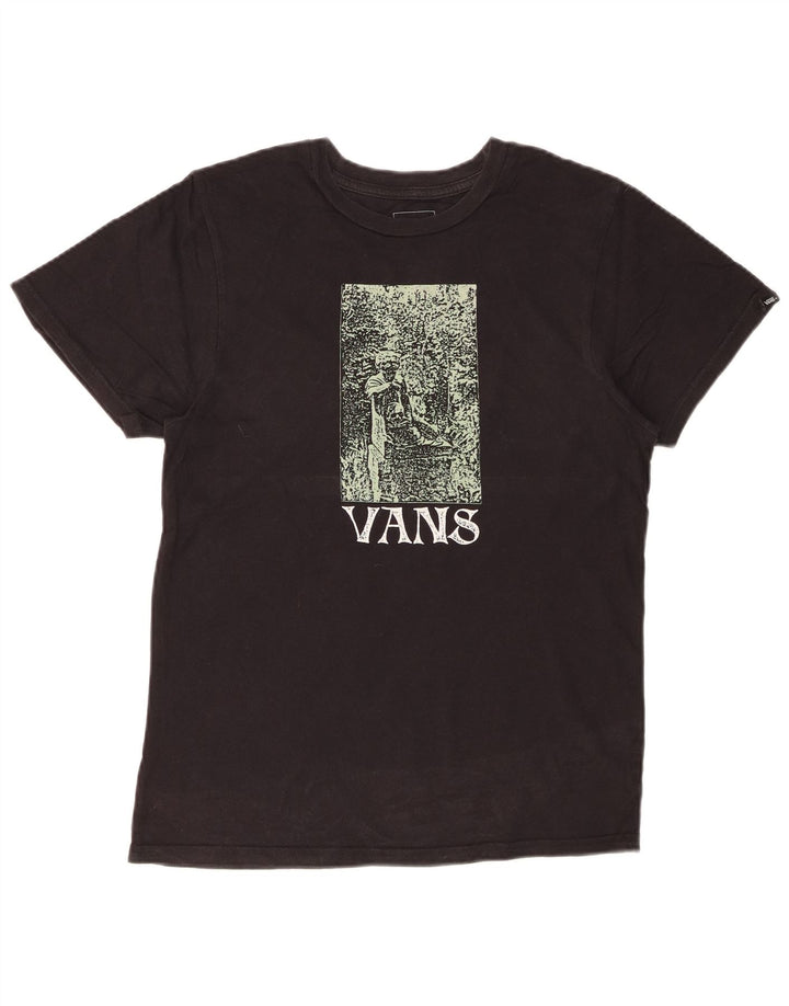 VANS Herren Custom Fit Grafik T-Shirt Top Small Schwarz Baumwolle