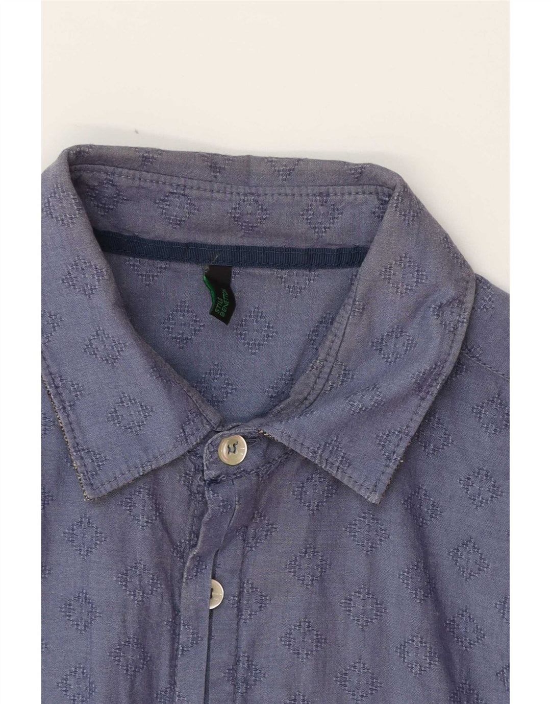 Benetton Herrenhemd Small Marineblau Geometrisch