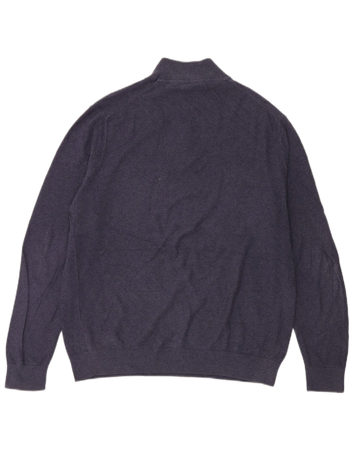 Lyle & Scott Herren-Pullover mit Reißverschluss am Hals, groß, marineblaue Baumwolle