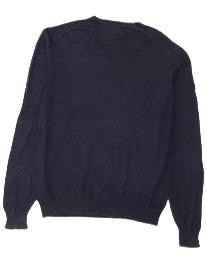 Marks & Spencer Herren-Pullover mit normaler Passform und V-Ausschnitt in mittlerem Marineblau