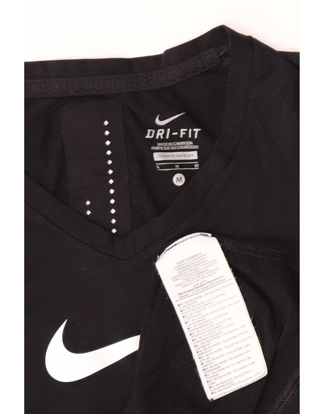 Nike Damen Dri Fit Grafik-Weste-Oberteil UK 12 Mittelschwarzes Polyester