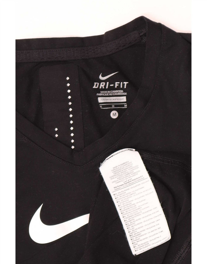 Nike Damen Dri Fit Grafik-Weste-Oberteil UK 12 Mittelschwarzes Polyester