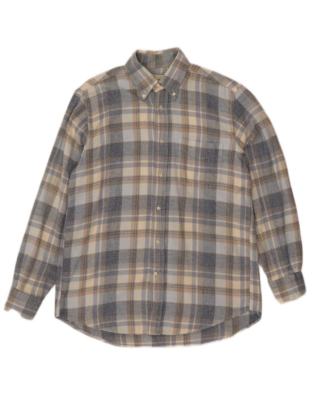 Norton & Wilson Herren-Flanellhemd, Größe 40, 15 3/4, mittelblau kariert