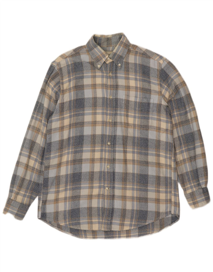 Norton & Wilson Herren-Flanellhemd, Größe 40, 15 3/4, mittelblau kariert