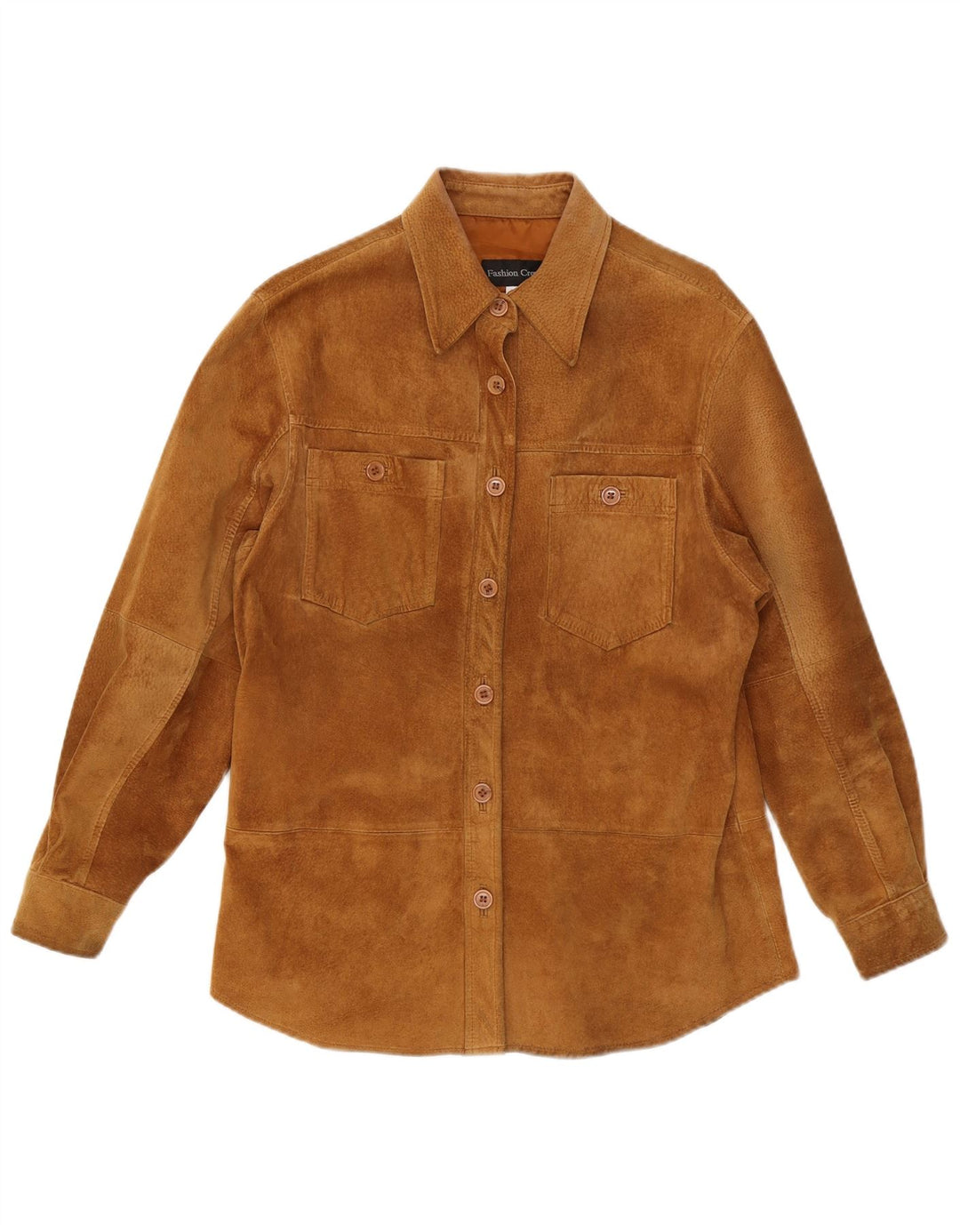 VINTAGE Damen Overshirt Wildlederhemd UK 12 Medium Beige Leder