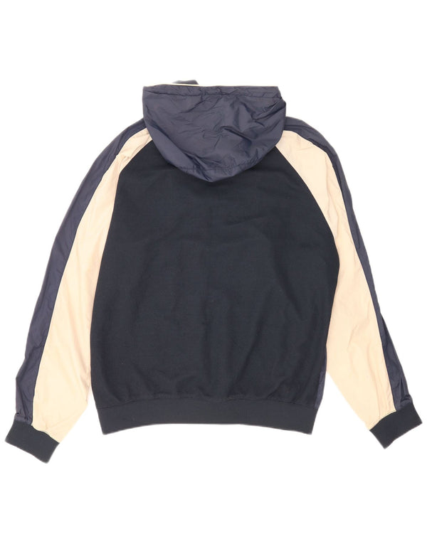 Zara Herren-Bomberjacke mit Kapuze, UK 40, groß, marineblaues Colourblock-Nylon
