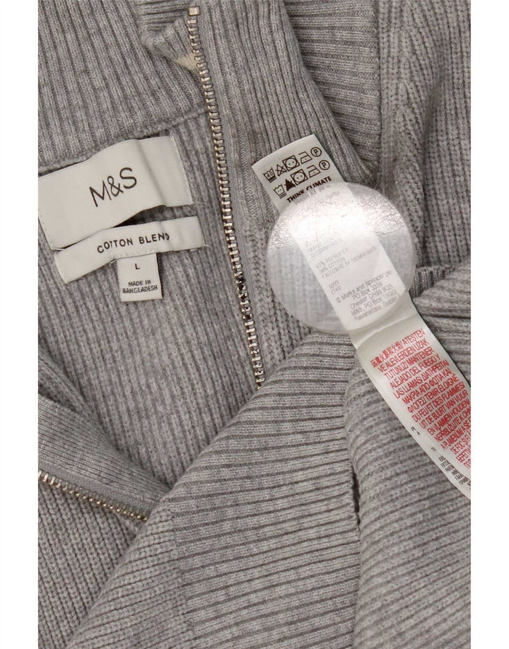 Marks & Spencer Herren-Pullover mit normaler Passform und Reißverschluss, Größe L, Grau