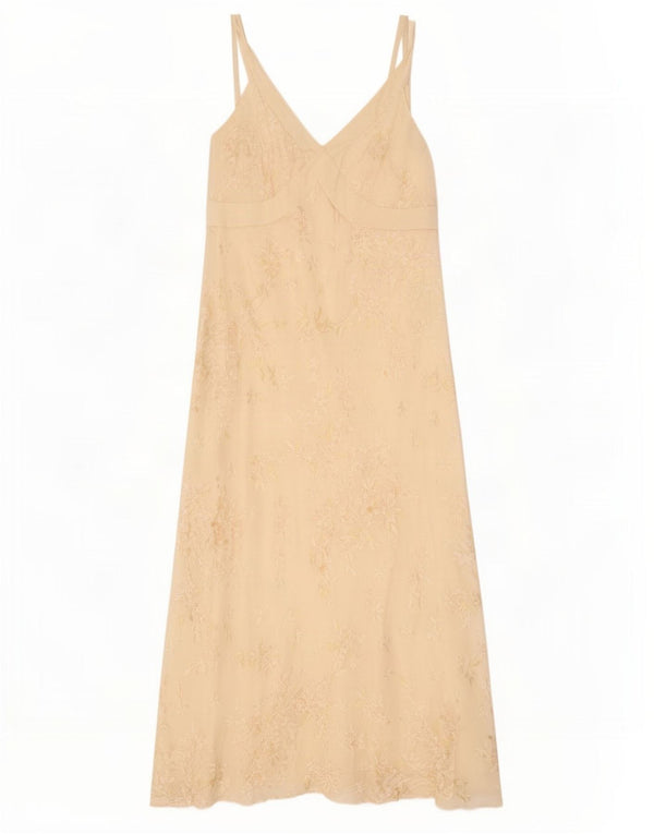 Monsoon Womens Sleeveless Maxi Dress UK 20 2XL Off White Floral Silk